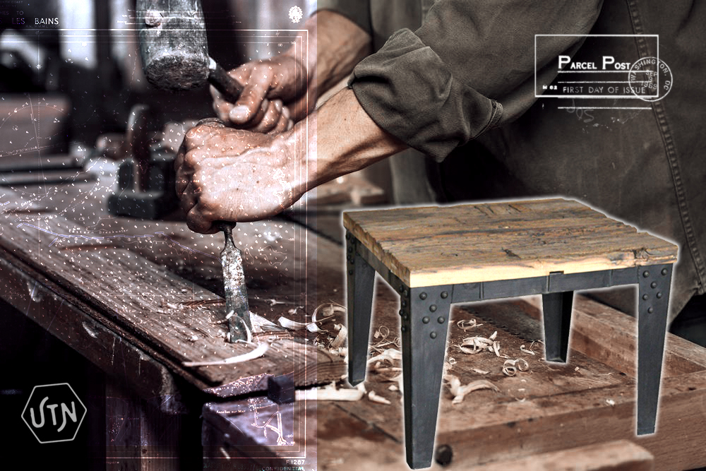 table acier bois industriel